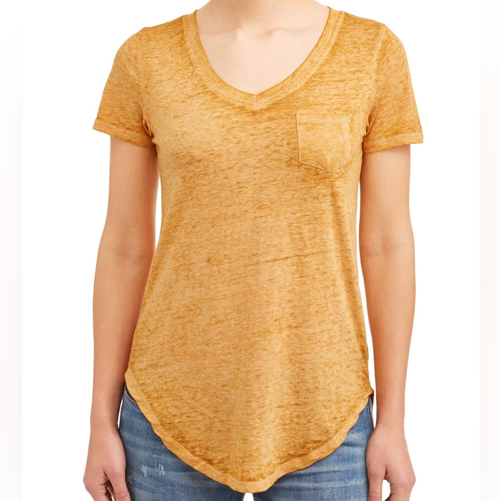 No Boundaries mustard yellow pocket tee